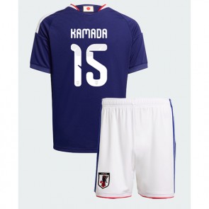 Japan Daichi Kamada #15 Hemmaställ Barn VM 2026 Kortärmad (+ Korta byxor)